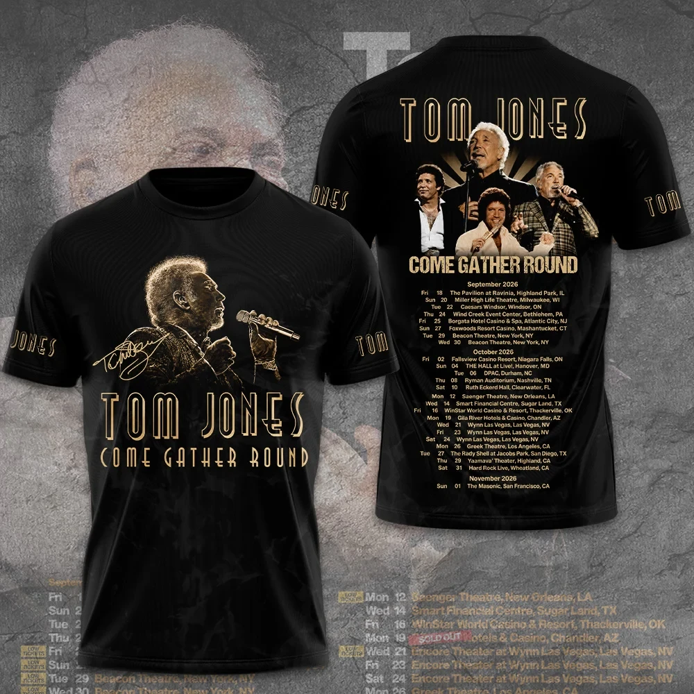 Tom Jones Tour Merch 2026 Tom Jones Come Gather Round Tour Dates T-Shirt Gift For Music Lovers