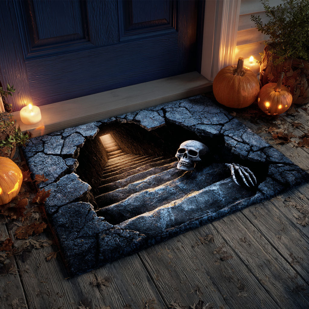 Tomb Descent Doormat Skeleton Doormat Entryway Decor Gift Ideas For Halloween