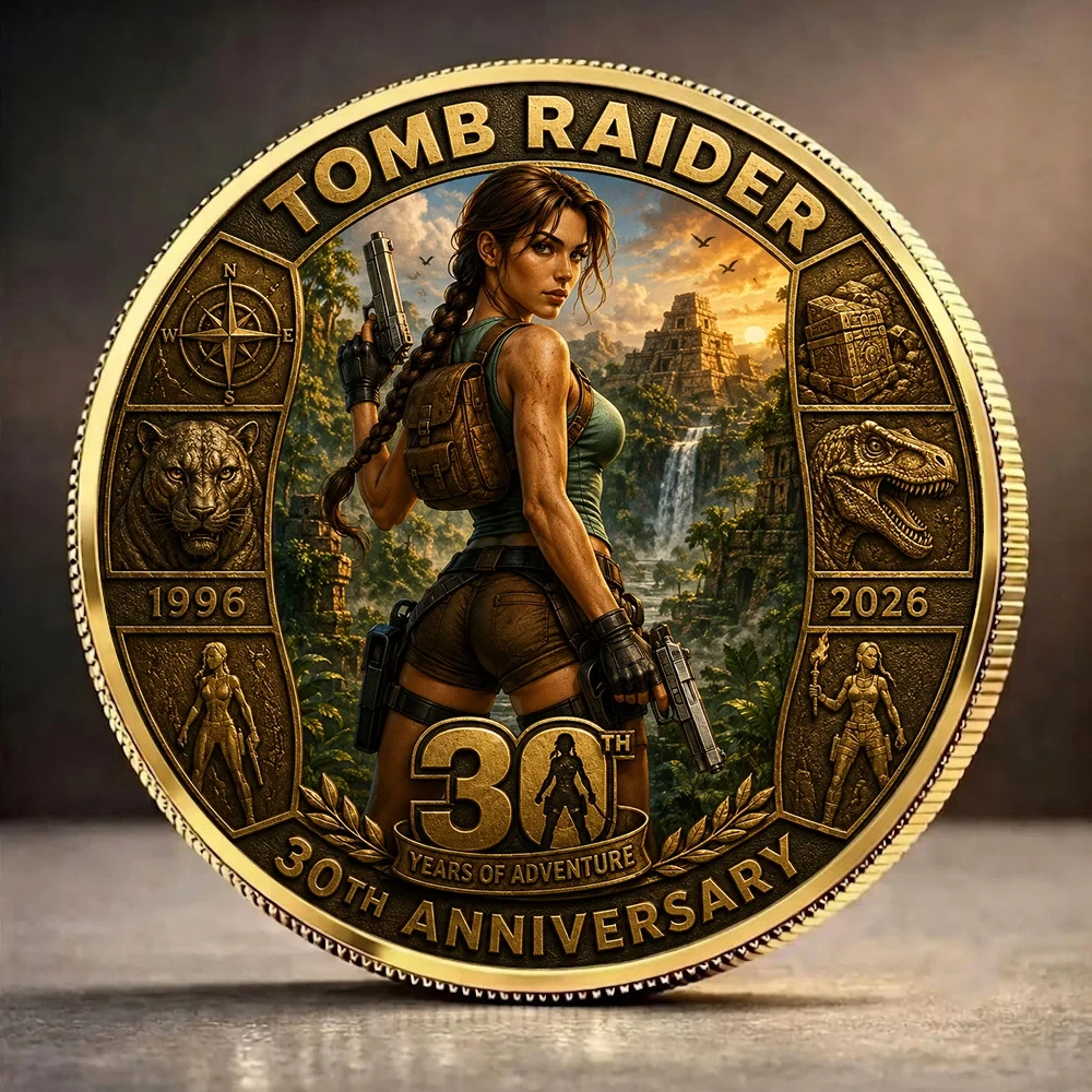 Tomb Raider 30th Anniversary Commemorative Coin Tomb Raider Merch Game Lovers Display Decor