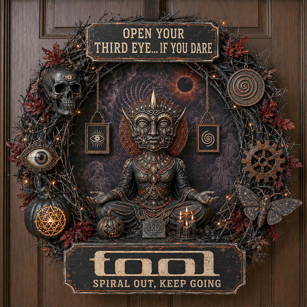 Tool Spiral Out Keep Going Door Sign Open Your Third Eye If You Dare Wreath Tool Band Merch