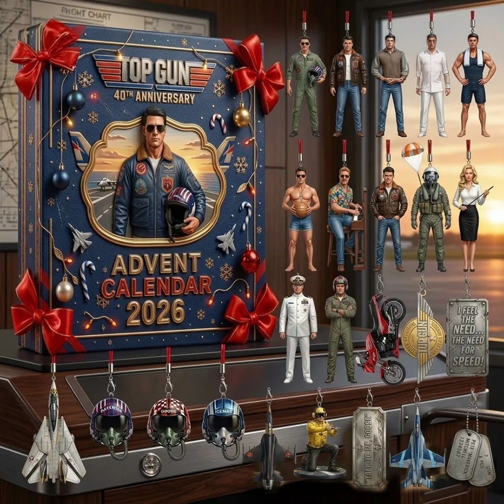 Top Gun Merch 40th Anniversary 2026 Advent Calendar Christmas Tree Ornaments Fans Gifts