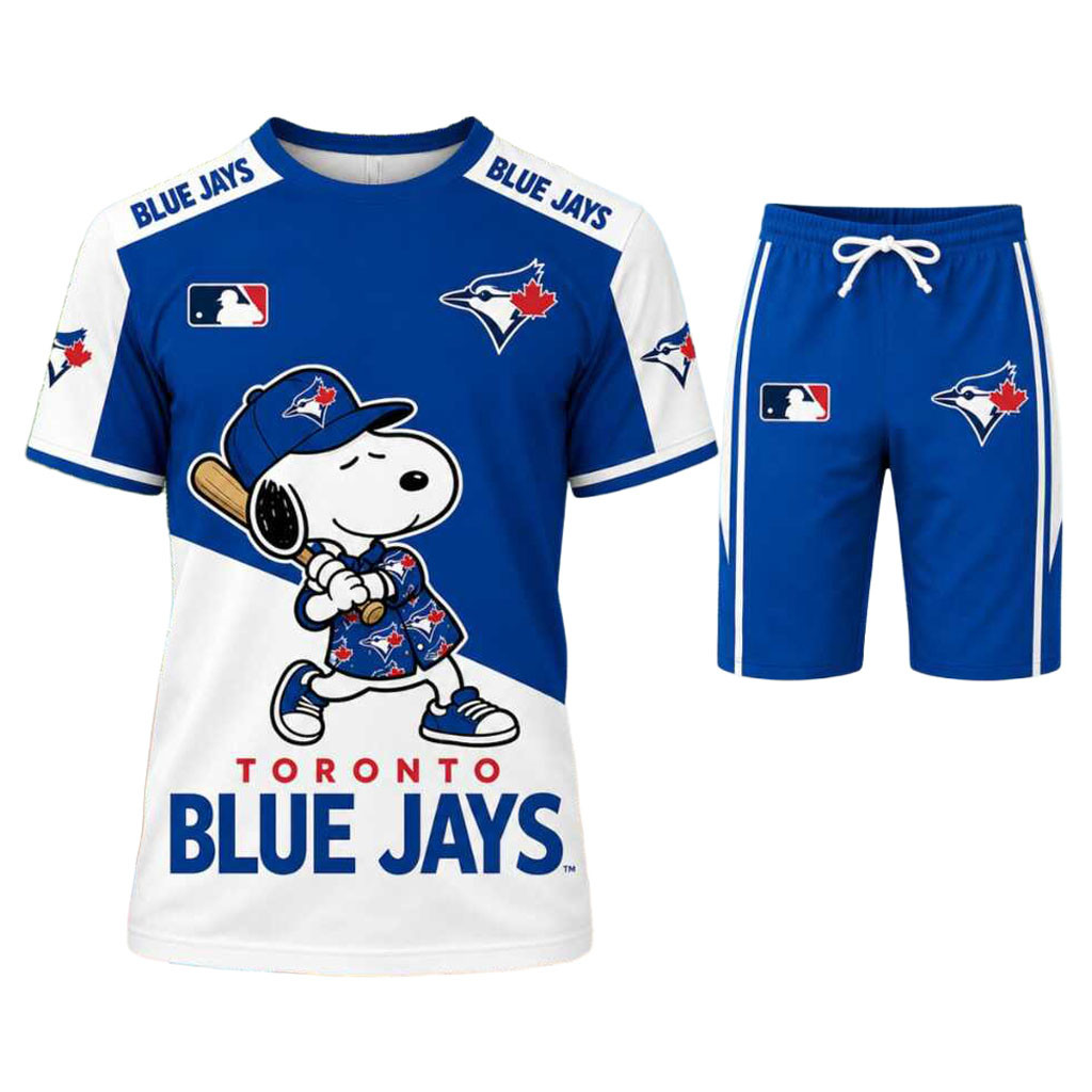 Toronto Blue Jays Snoopy Baseball Cartoon Character Shirt And Shorts Blue Jays Merch Fan Gifts
