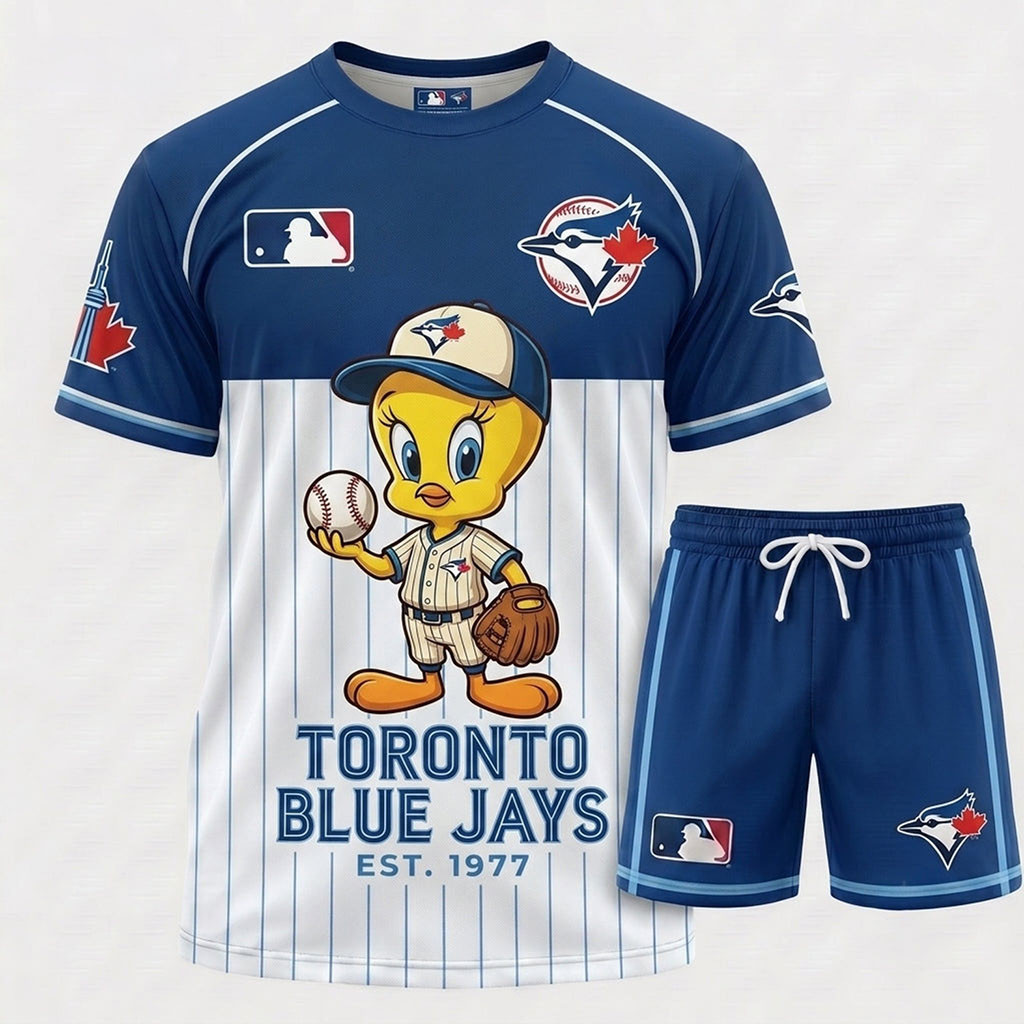 Toronto Blue Jays X Tweety Looney Tunes T-Shirt And Shorts Set Jays Merch Gift For Baseball Fan