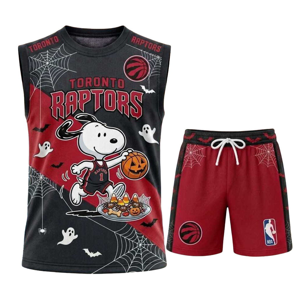 Toronto Raptors Snoopy Halloween Basketball Muscle Tank And Shorts Raptors Merch Gift For Fans