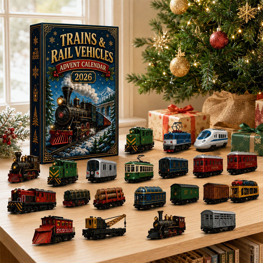 Trains Rail Vehicles Advent Calendar 2026 24 Days Christmas Mystery Ornaments Train Lover Holiday Gift