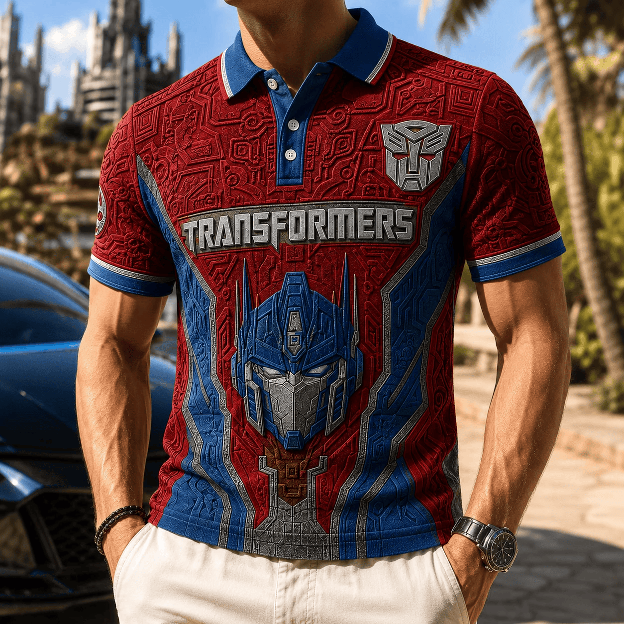 Transformers Cyber Robot Commander Polo Shirt Transformers Merch Sci-Fi Mecha Fan Gifts