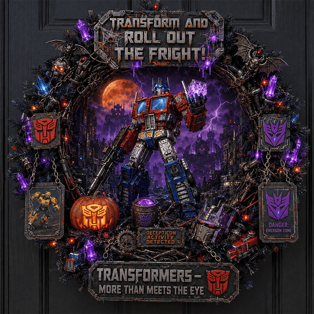 Transformers Halloween Door Sign Transform And Roll Out The Fright Wreath Transformers Merch