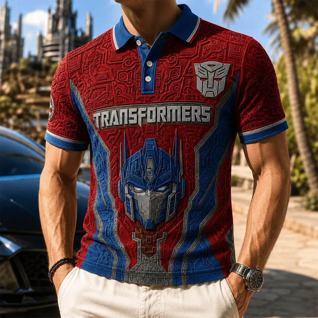 Transformers Optimus Prime Cyber Robot Red and Blue Polo Shirt Transformers Merch Fan Gifts Transformers Optimus Prime Cyber Robot Red and Blue Polo Shirt Transformers Merch Fan Gifts