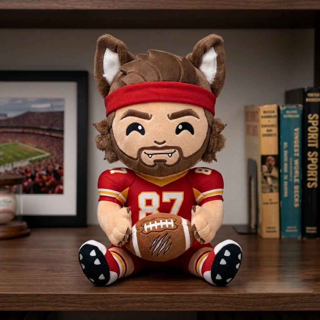 Travis Kelce Kansas City Chiefs Werewolf Halloween Plush Pillow KC Chiefs Merch Decoration