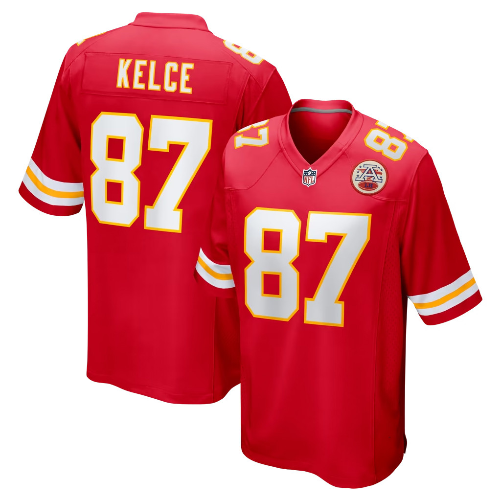 Travis Kelce Merch #87 Kansas City Chiefs Travis Kelce Red Game Jersey Gift For Football Fans