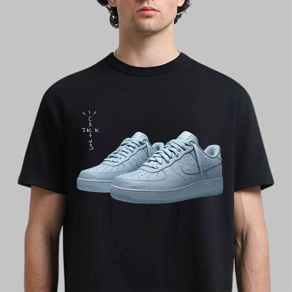 Travis Scott Cactus Jack Ice Blue Sneaker T-Shirt Travis Scott Merch Gifts For Music Fans