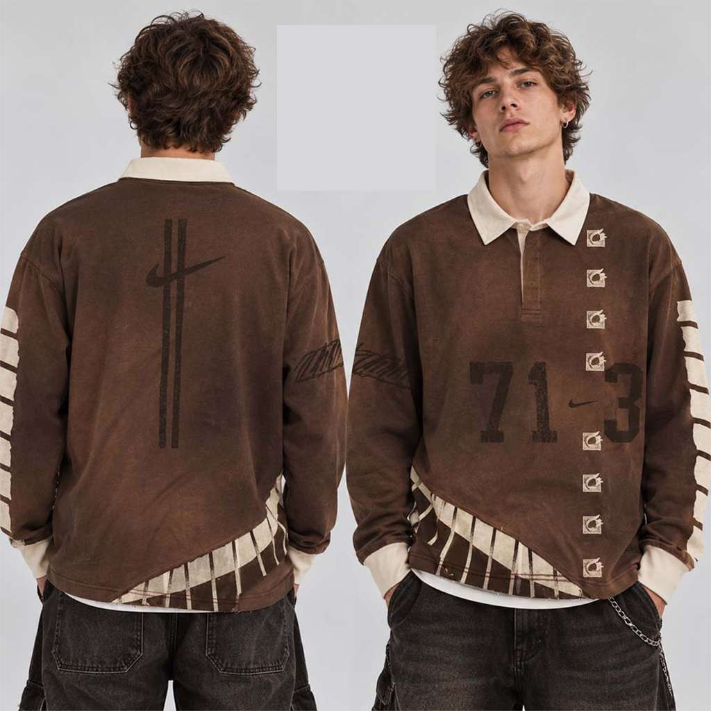 Travis Scott Cactus Jack Nike 713 Rugby Long Sleeve Polo Travis Scott Merch Gifts For Fan