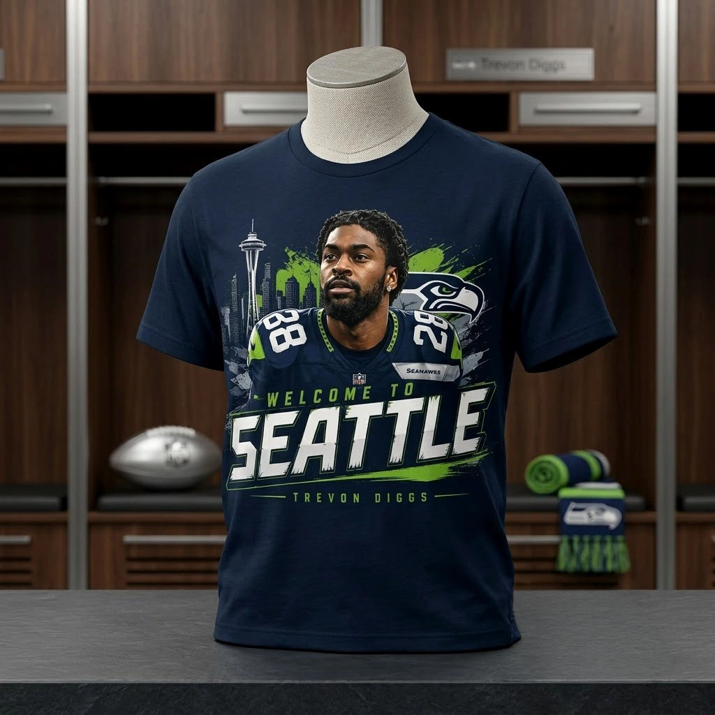 Trevon Diggs Welcome To Seattle Seahawks Navy Blue T-Shirt Trevon Diggs Merch Fans Gifts Trevon Diggs Welcome To Seattle Seahawks Navy Blue T-Shirt Trevon Diggs Merch Fans Gifts