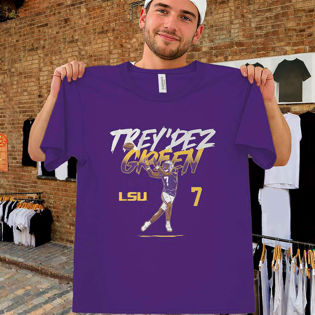 Trey Dez Green Shirt LSU Tigers Number 7 Football Tee Tigers Merch Gifts For Fans