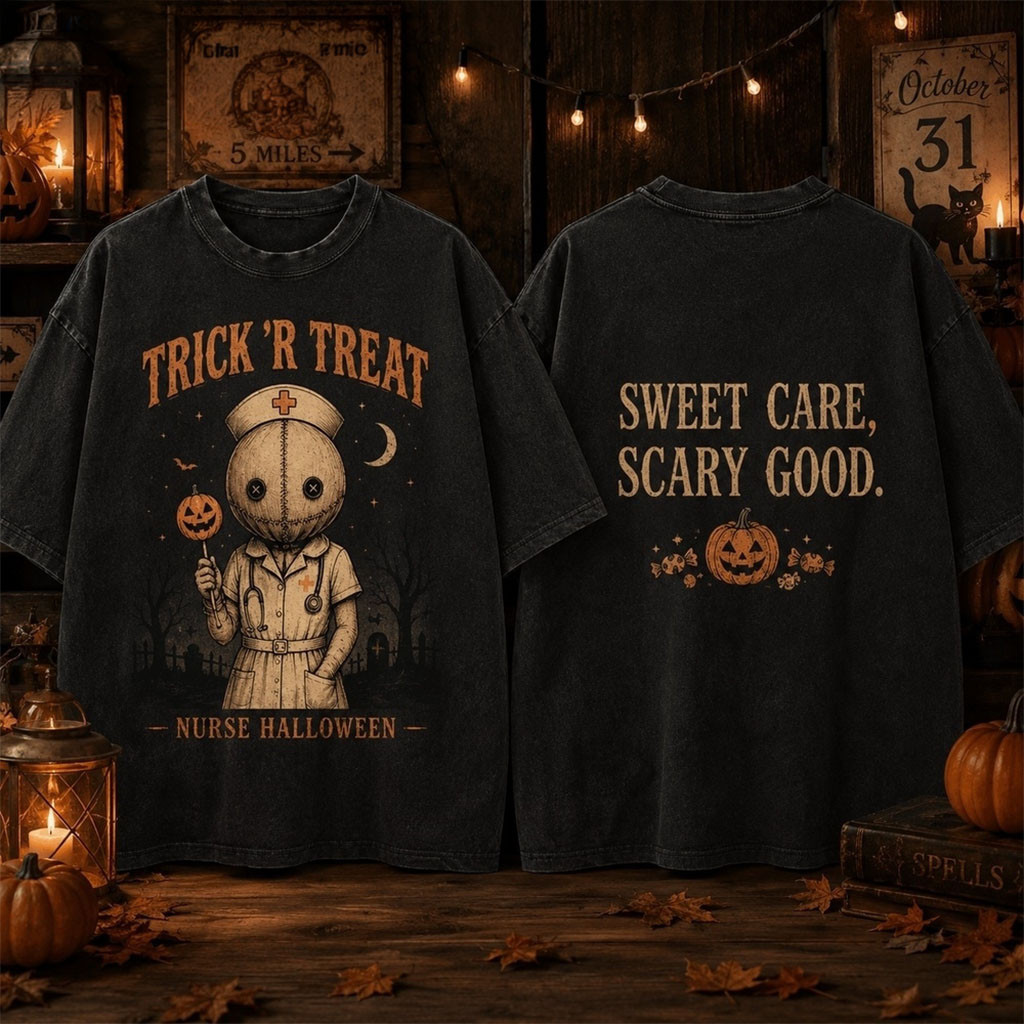Trick'r Treat Nurse Sweet Scare Halloween Wash Shirt Scary Horror T-Shirt Gifts For Nurses