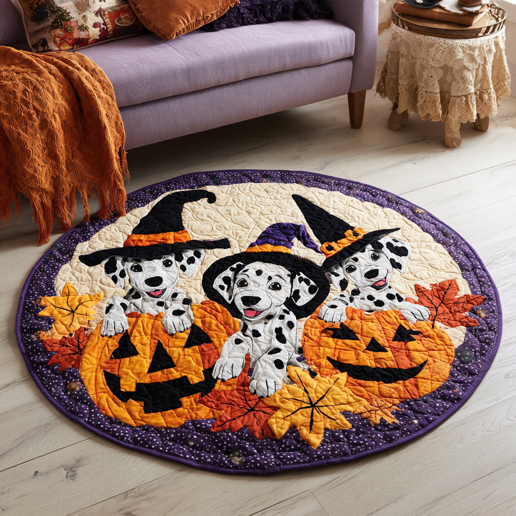 Triple Dalmatian Treat Quilted Round Mat Living Room Halloween Decor Ideas Housewarming Gifts