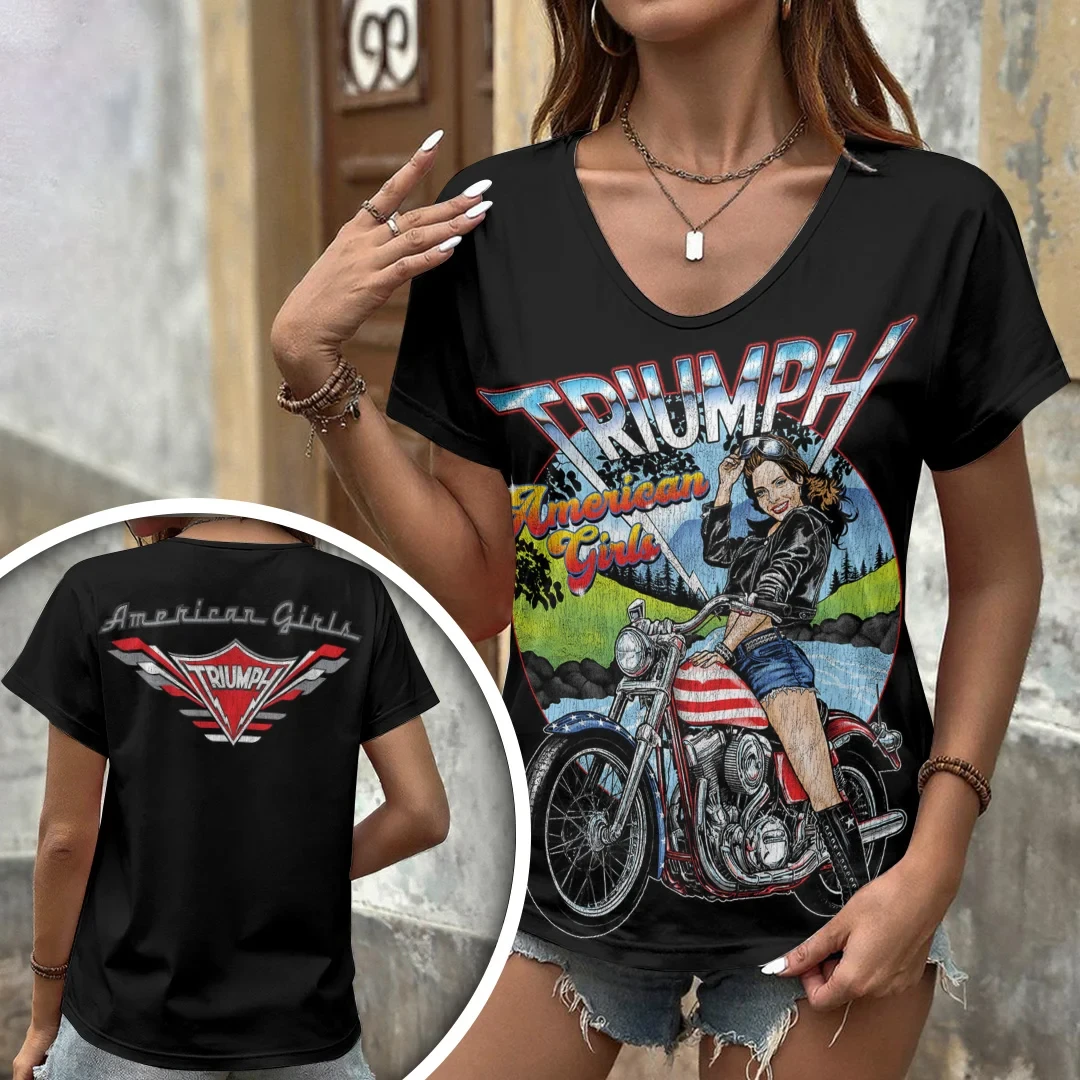 Triumph Tour Merch 2026 American Girl V-Neck T-Shirt Gifts Ideas For Sisters