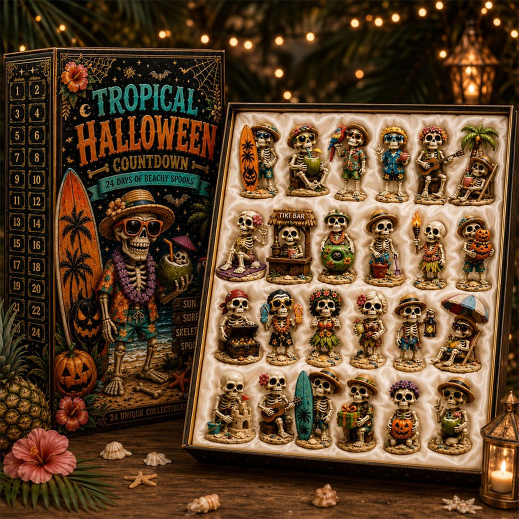 Tropical Halloween Countdown Advent Calendar 2026 24 Days Spooky Mystery Ornaments Holiday Gift