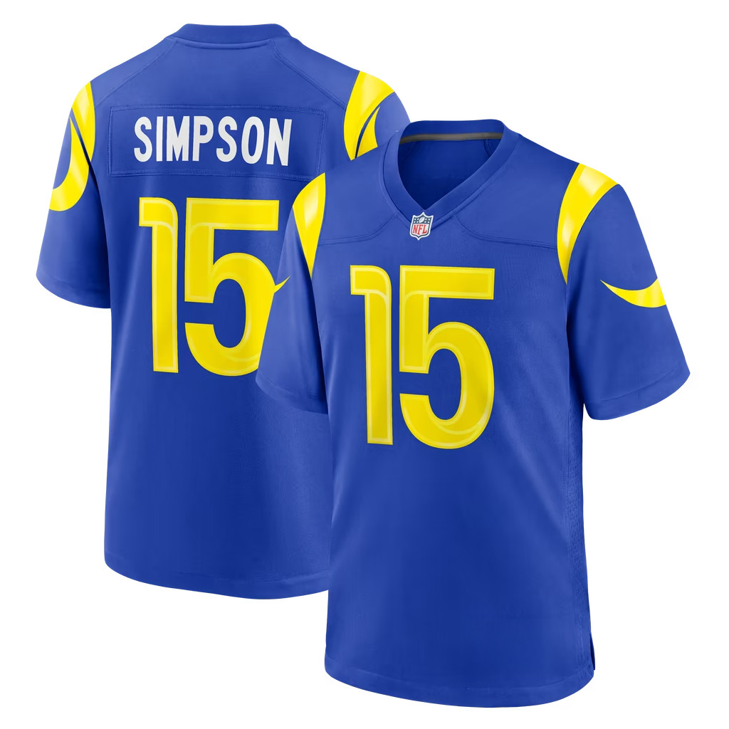 Ty Simpson Jersey Shirt 2026 Los Angeles Rams Merch #15 LA Rams Team Game Jersey Game Day Gear