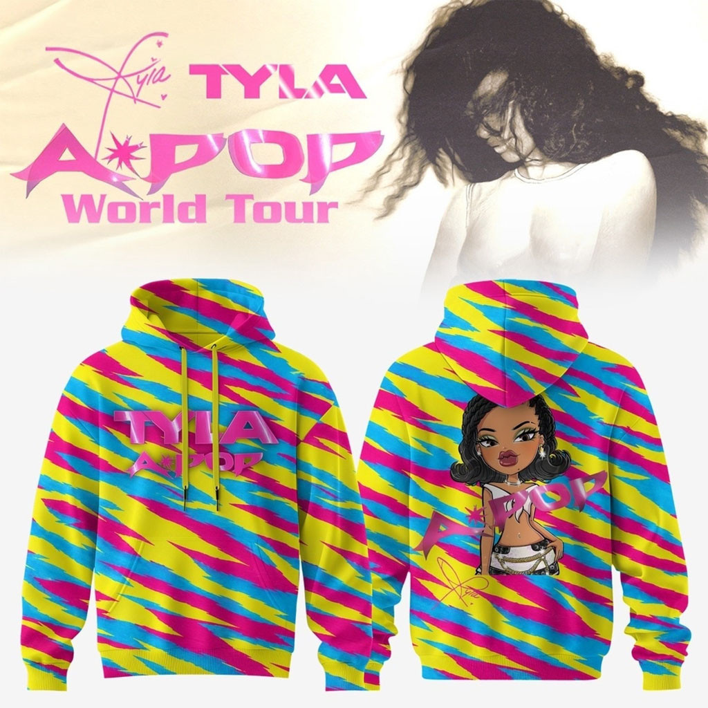 Tyla A POP World Tour Signature 2026 Chibi Design Hoodie Tyla Merch Gifts For Music Fans Tyla A POP World Tour Signature 2026 Chibi Design Hoodie Tyla Merch Gifts For Music Fans