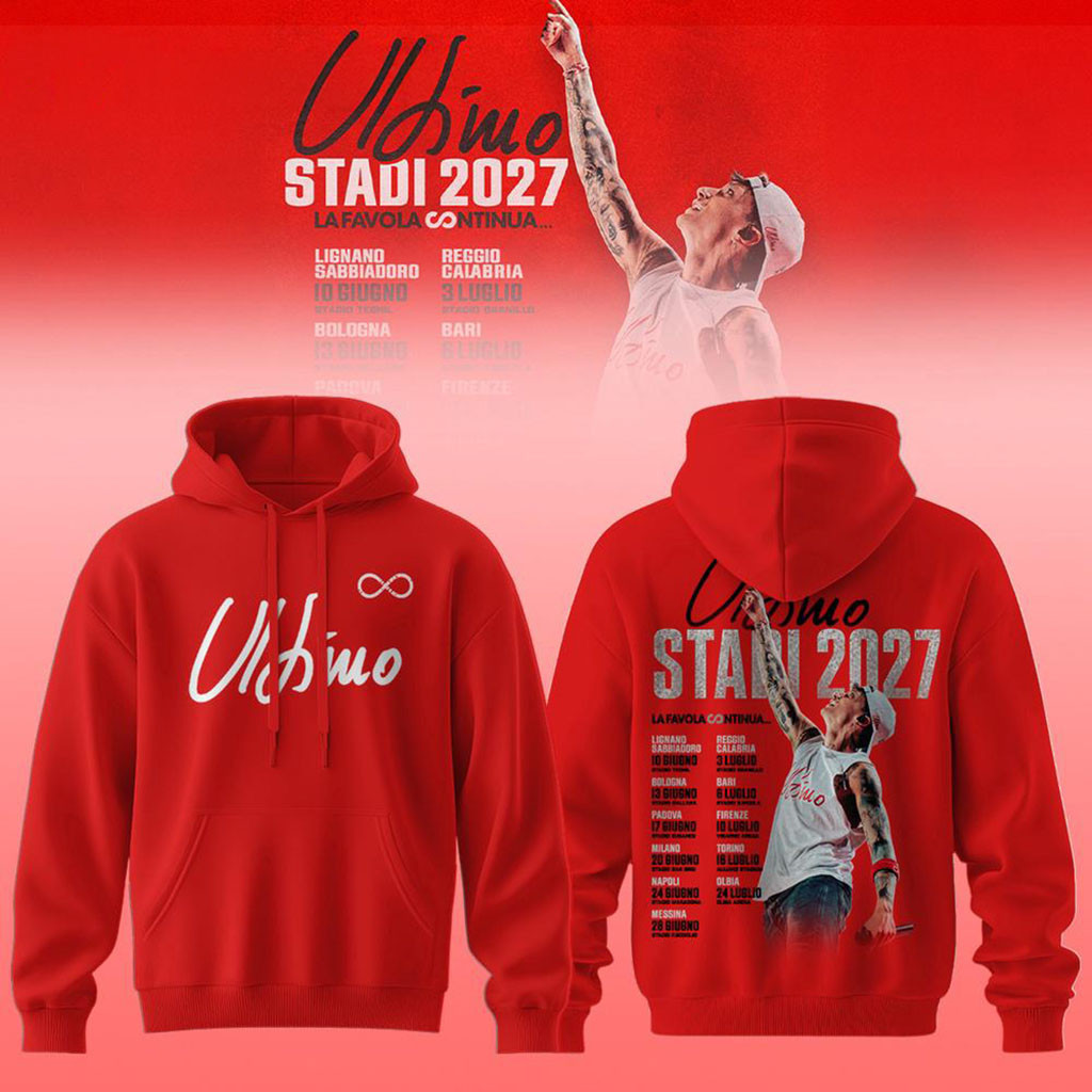 Ultimo Stadi 2027 La Favola Continua Red Hoodie Ultimo Merch Great Gifts For Music Lovers