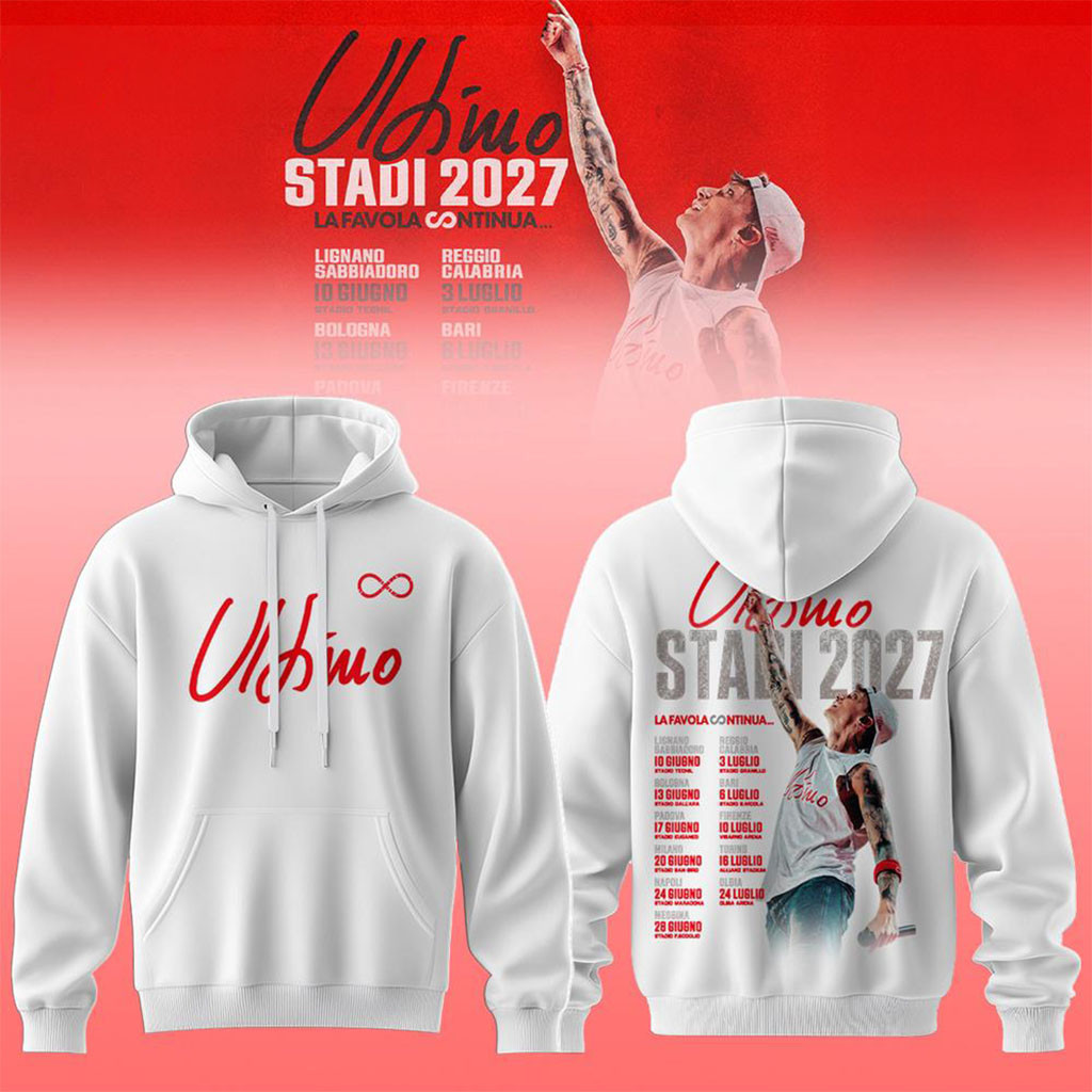 Ultimo Stadi 2027 La Favola Continua White Hoodie Ultimo Merch Cool Gift For Music Lover