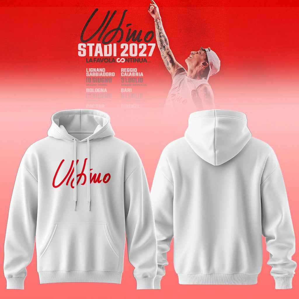 Ultimo Stadi 2027 La Favola Continua White Hoodie Ultimo Merch Gift Ideas For BFF Ultimo Stadi 2027 La Favola Continua White Hoodie Ultimo Merch Gift Ideas For BFF
