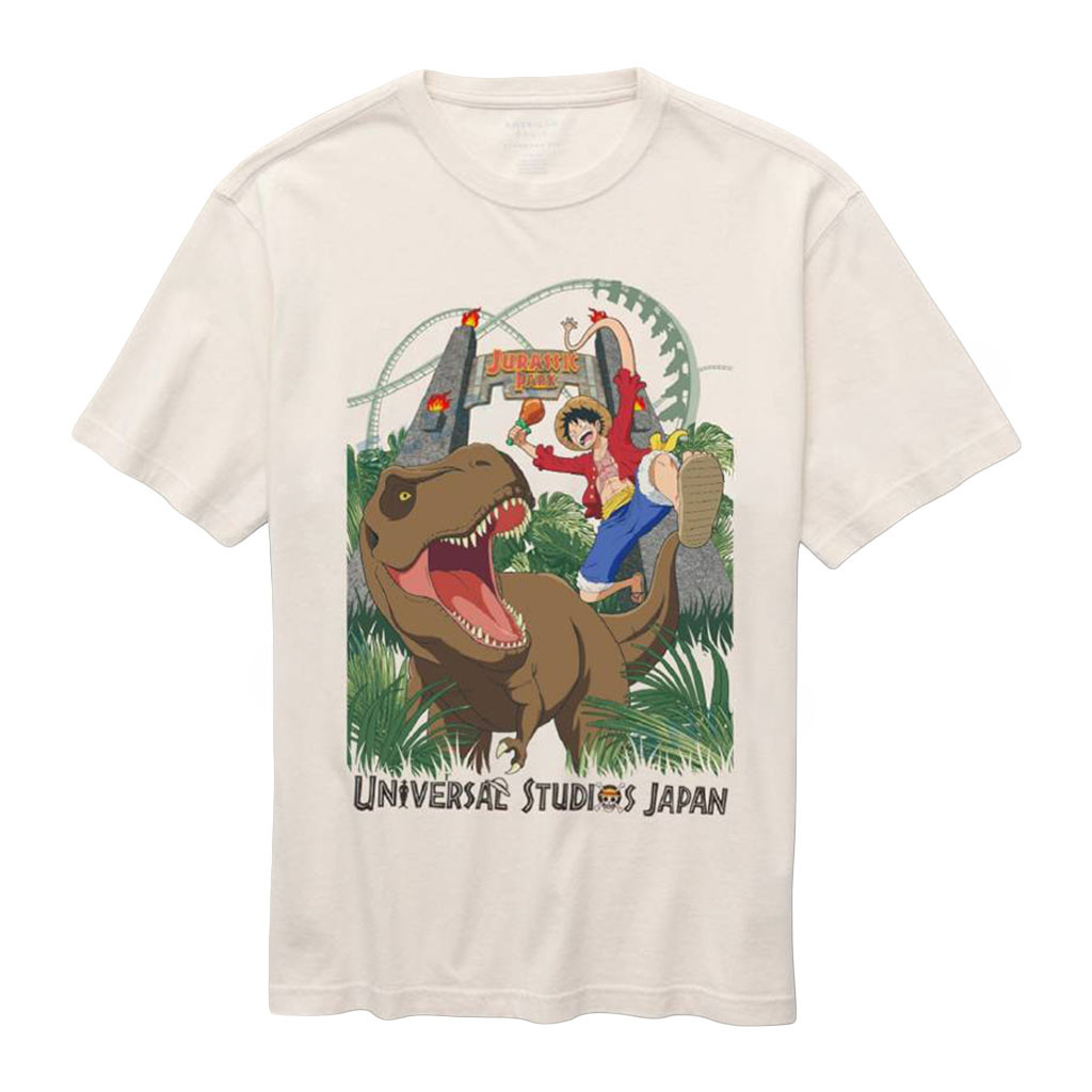 Universal Studios Japan Jurassic Park Luffy Riding T-Rex T-Shirt Gift For Anime Lovers Universal Studios Japan Jurassic Park Luffy Riding T-Rex T-Shirt Gift For Anime Lovers