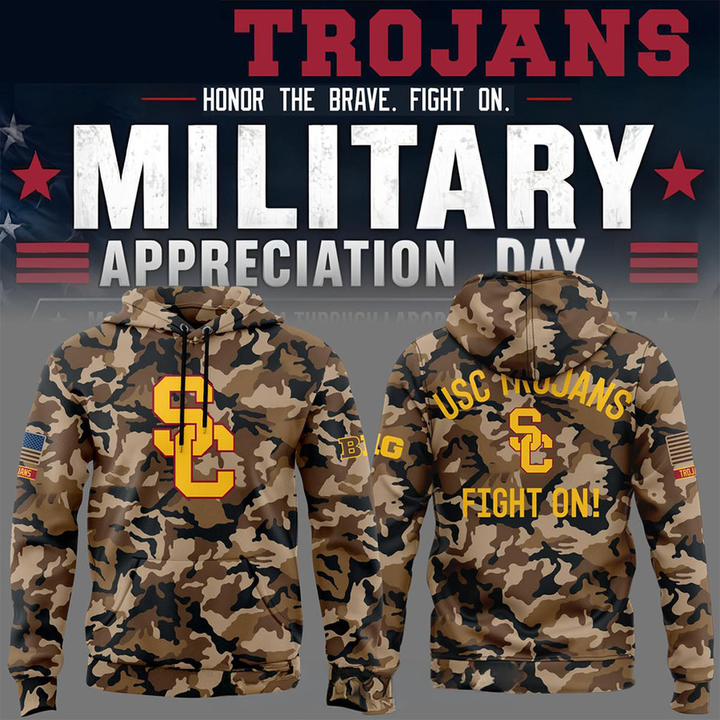 USC Trojans Military Appreciation Day Camo 2026 Hoodie Honor The Brave Fight On USC Trojans Merch USC Trojans Military Appreciation Day Camo 2026 Hoodie Honor The Brave Fight On USC Trojans Merch
