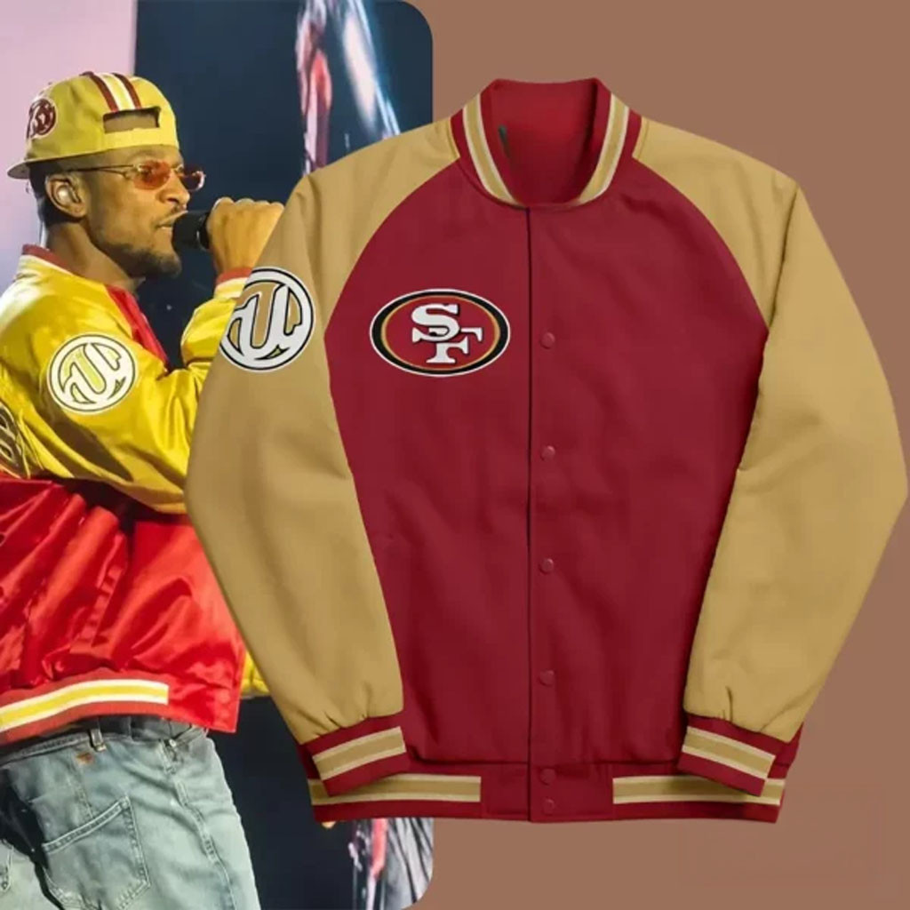Usher Levi's Stadium Concert 2026 San Francisco 49ers Varsity Baseball Jacket 49ers Merch