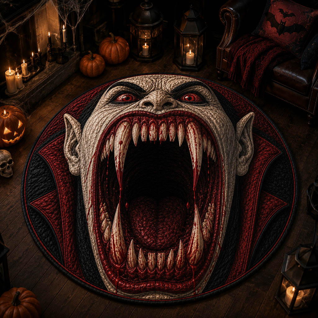 Vampire Gaze Quilted Round Mat Floor Mat Round Halloween Present Ideas