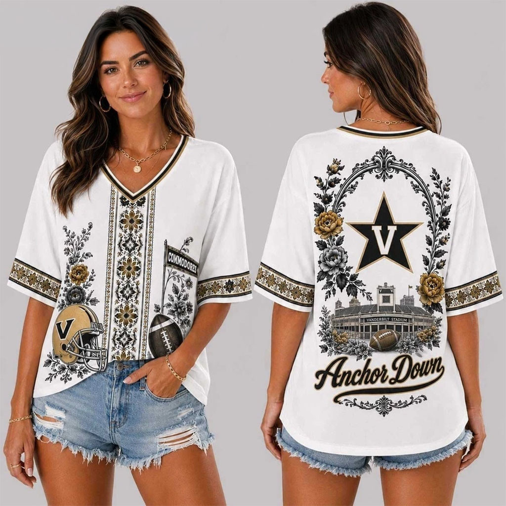 Vanderbilt Commodores Merch Collegiate Pride Anchor Down V-Neck Shirt Gifts For Football Lover