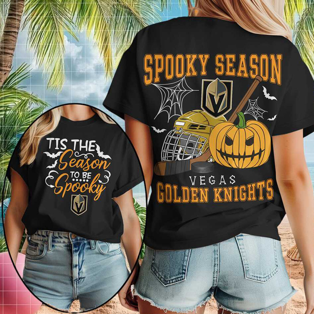Vegas Golden Knights Spooky Season Halloween Pumpkin Shirt Knights Merch Ice Hockey Fan Gifts