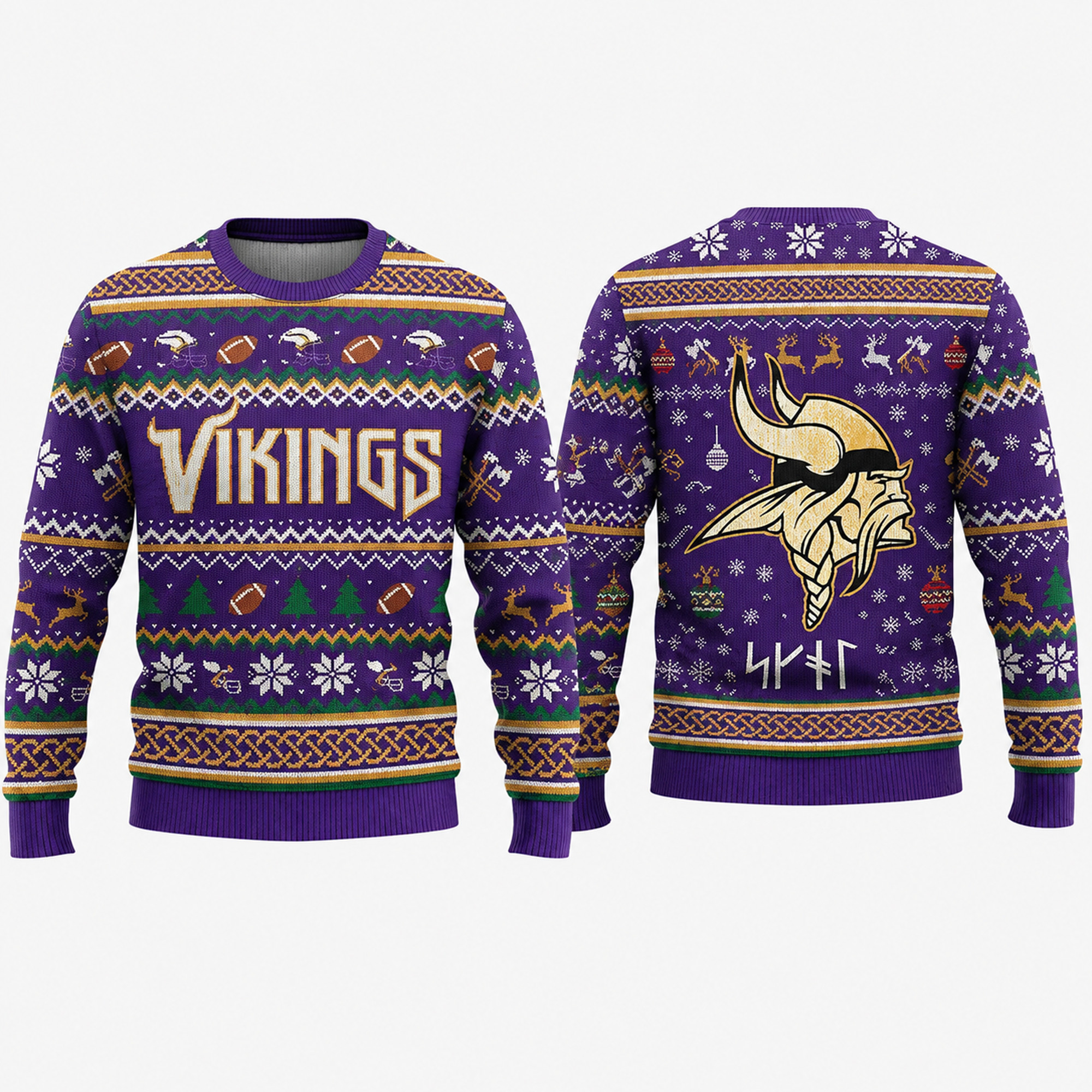 Viking Skol Runes 2026 Ugly Holiday Sweater