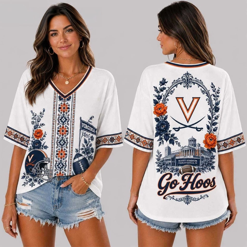 Virginia Cavaliers Collegiate Pride Go Hoos V-Neck Shirt Virginia Cavaliers Merch Gift For Her