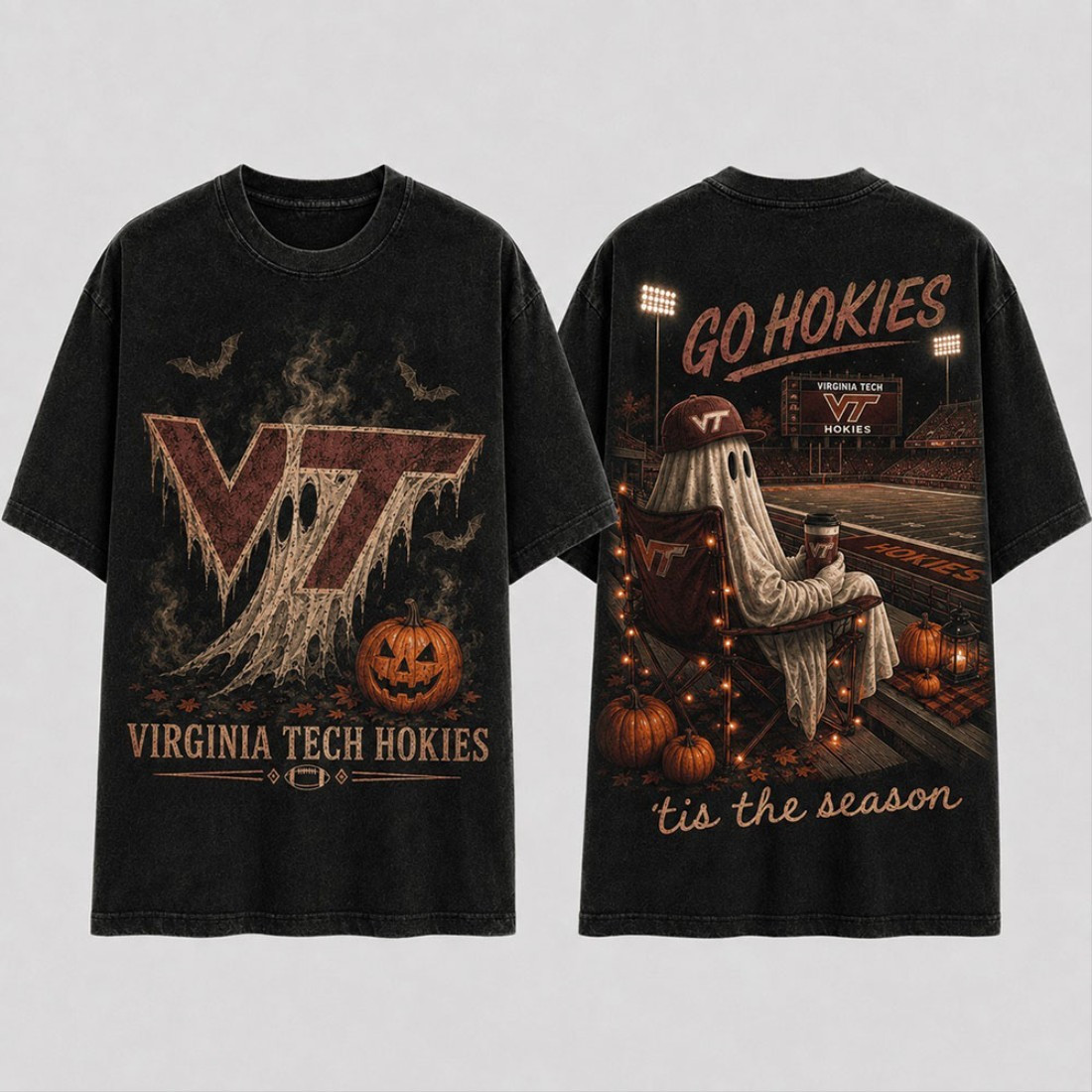 Virginia Tech Hokies Merch Halloween Ghost T-Shirt Tis The Season Shirt Gifts For Football Fans Virginia Tech Hokies Merch Halloween Ghost T-Shirt Tis The Season Shirt Gifts For Football Fans