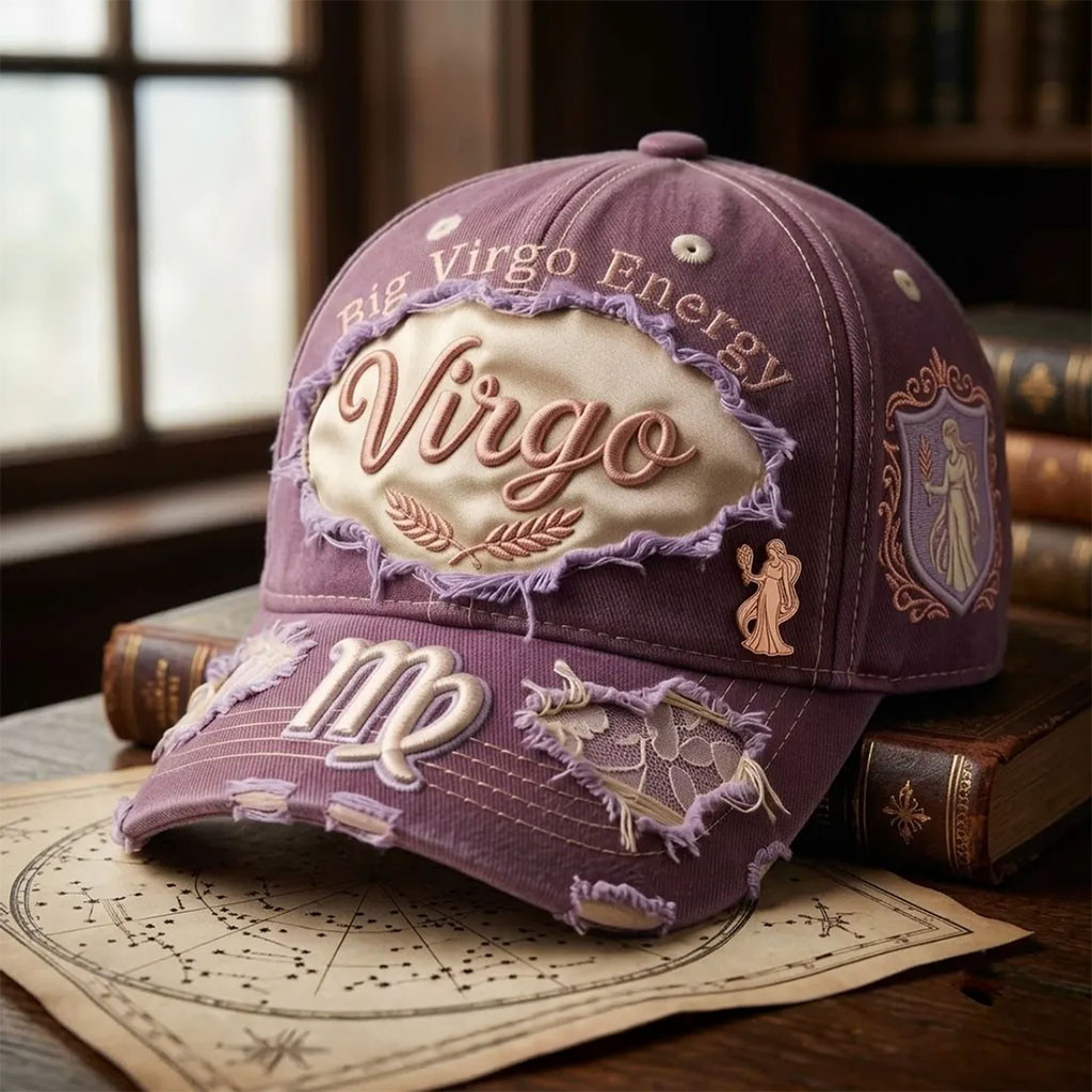 Virgo Big Virgo Energy Distressed Hat Zodiac Baseball Cap Birthday Gift For Virgo