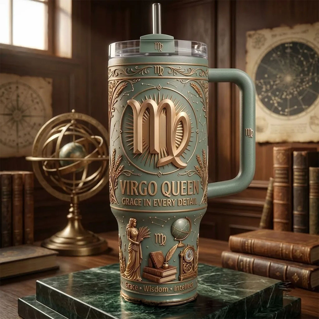 Virgo Queen Grace In Every Detail Tumbler Grace Wisdom Intellect Travel Cup Birthday Gifts