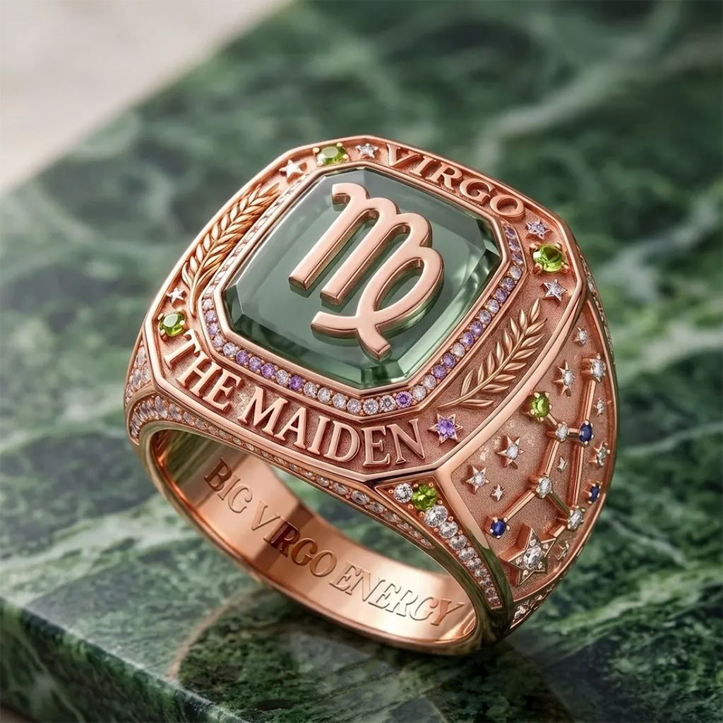 Virgo The Maiden Rose Gold Zodiac Ring Big Virgo Energy Ring Birthday Gift For Her