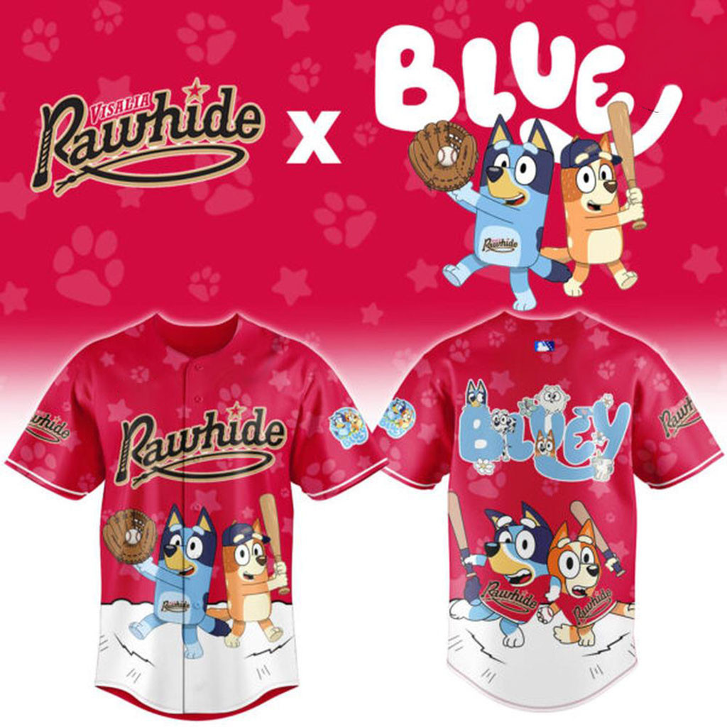 Visalia Rawhide X Bluey Night Baseball Jersey Visalia Rawhide Merch Gift For Baseball Fans Visalia Rawhide X Bluey Night Baseball Jersey Visalia Rawhide Merch Gift For Baseball Fans