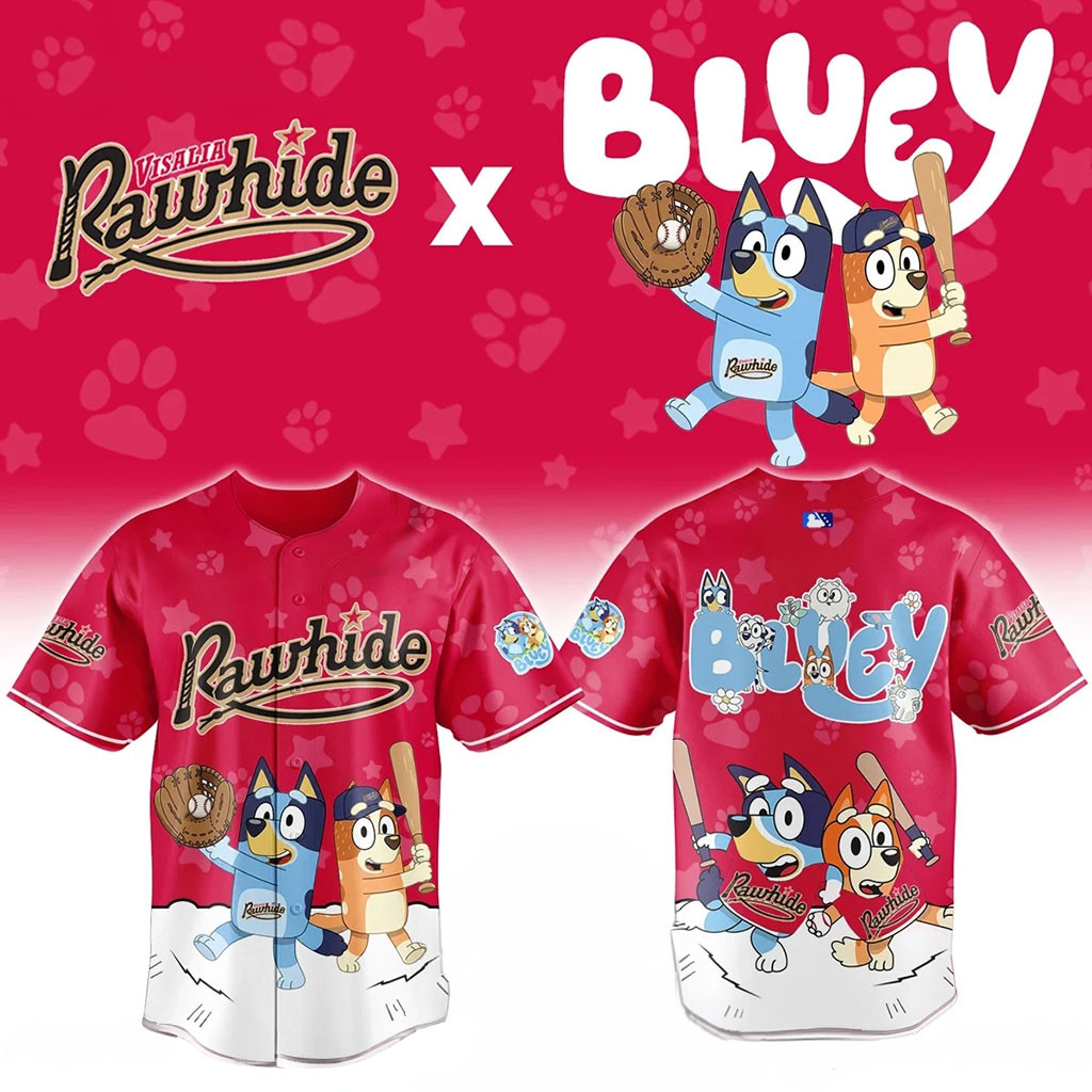 Visalia Rawhide x Bluey Night Jersey Visalia Rawhide Merch Gift Ideas For Baseball Fans