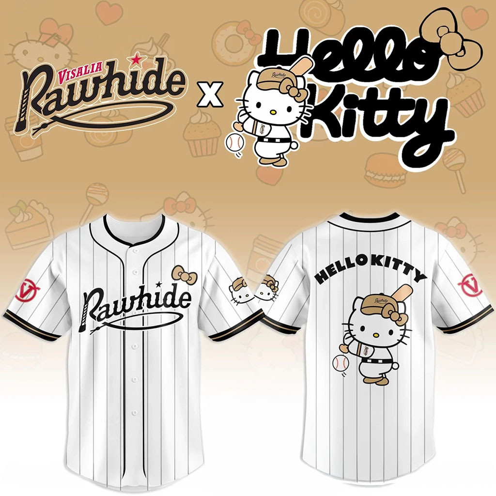 Visalia Rawhide x Hello Kitty Night Jersey Visalia Rawhide Merch Best Gifts For Baseball Fans