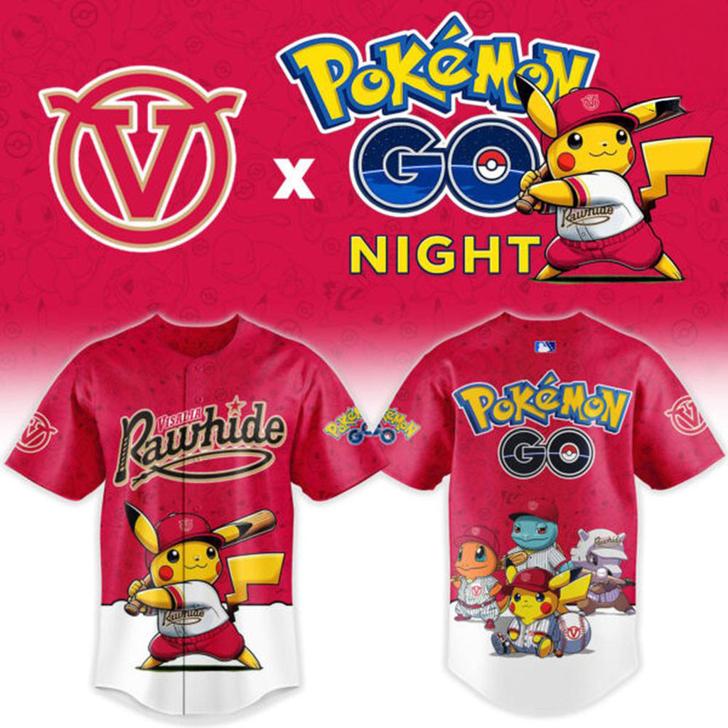 Visalia Rawhide X Pokemon GO Night Jersey Visalia Rawhide Merch Gift Ideas For Baseball Fans