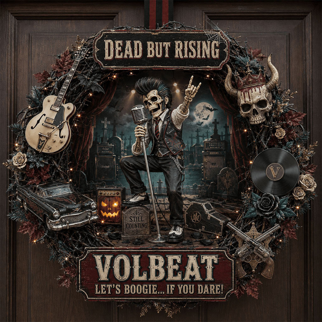 Volbeat Halloween Door Sign Dead But Rising Wreath Volbeat Merch Gift For Rock Music Lovers