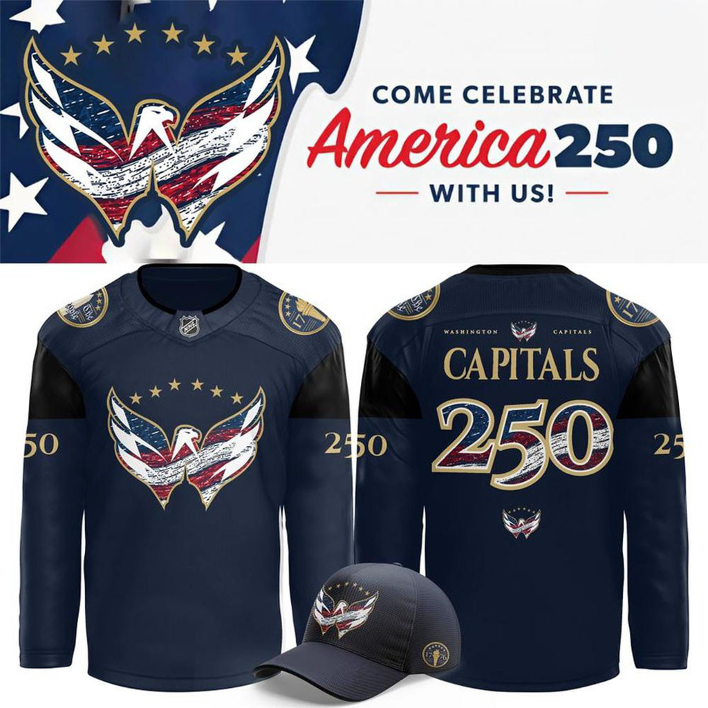 Washington Capitals America 250th Anniversary Hockey Jersey Capitals Merch Gifts For Fan