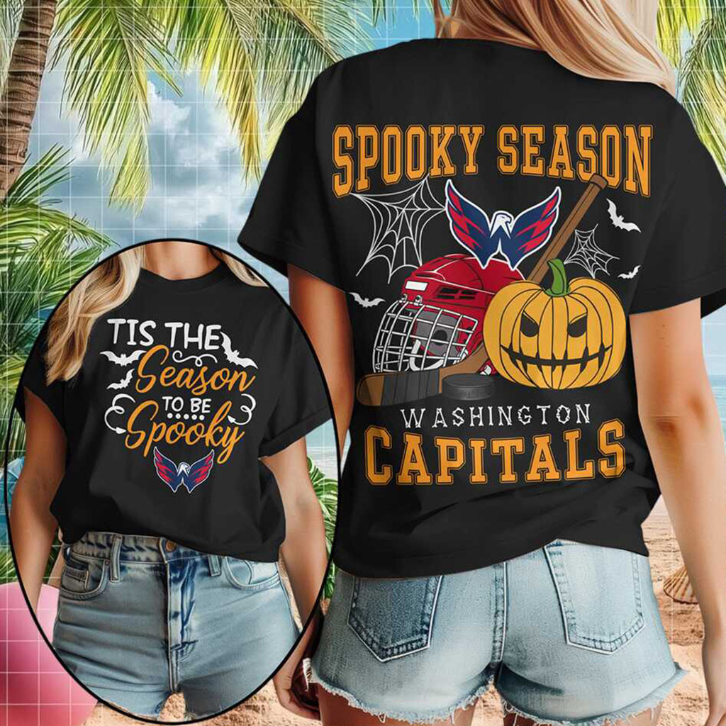 Washington Capitals Spooky Season Halloween Pumpkin Shirt Capitals Merch Ice Hockey Fan Gifts