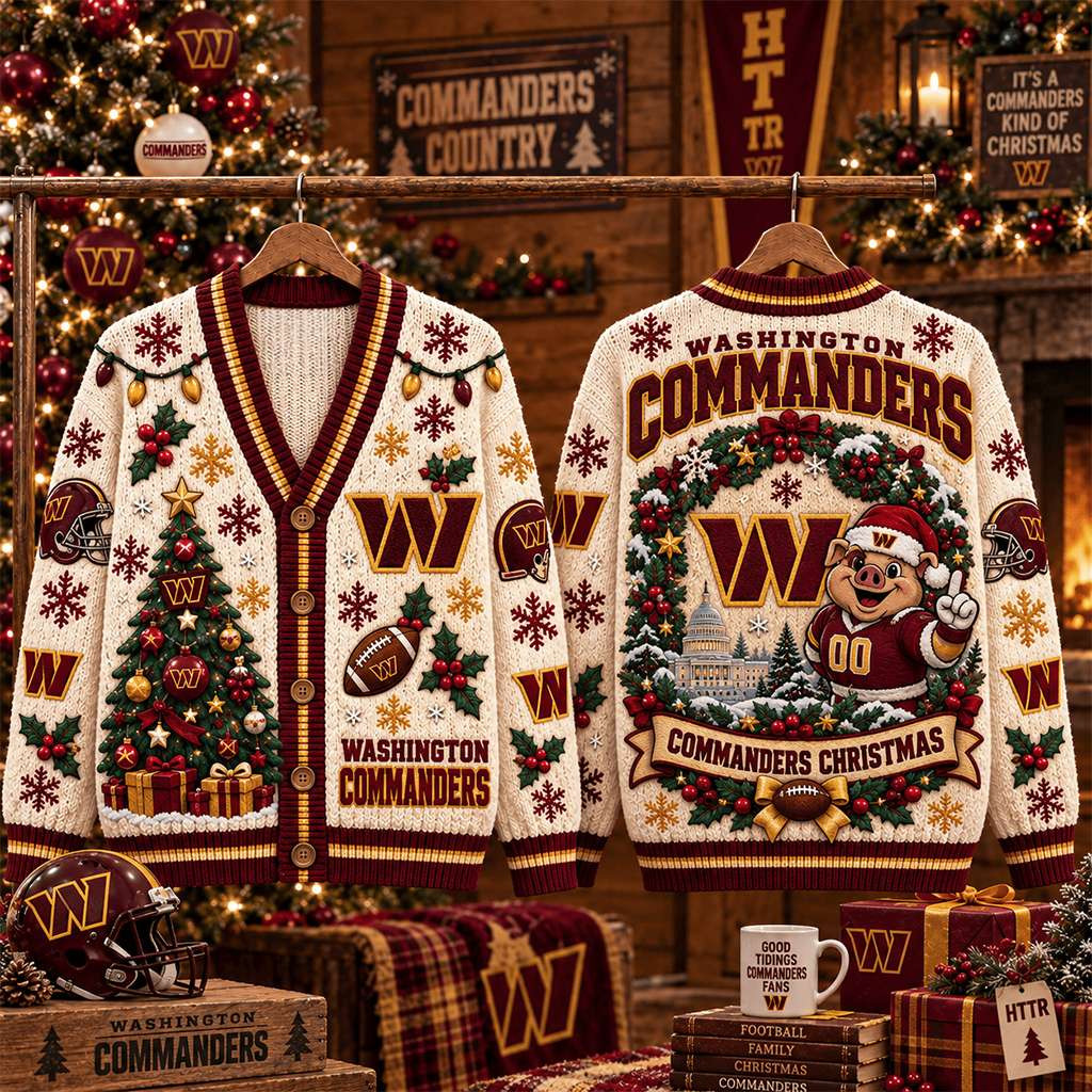 Washington Commanders Christmas Cardigan Game Day Cute Clothes Commanders Merch Fan Gifts