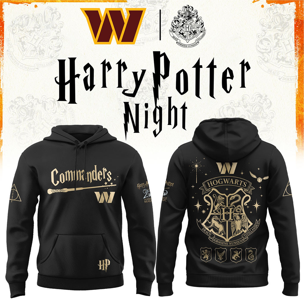 Washington Commanders Football Harry Potter 25th Anniversary Hoodie 2026 Commanders Merch Black