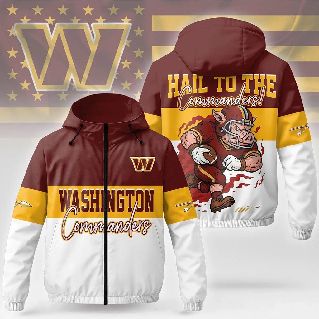 Washington Commanders Windbreaker Jacket Hail To The Commanders Merch Gifts For Football Fan