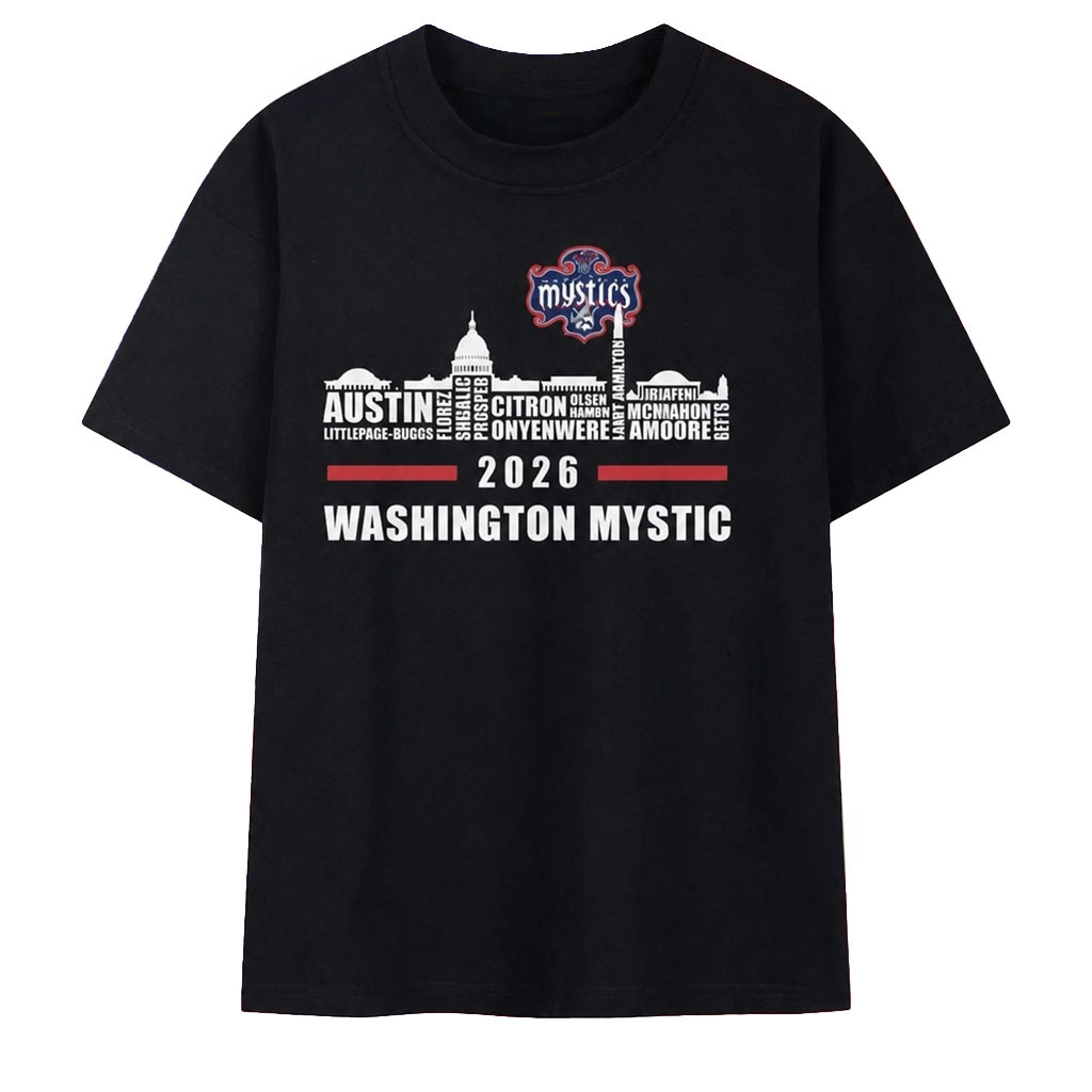 Washington Mystics 2026 City Skyline Roster Basketball T-Shirt Mystics Merch Fans Gifts